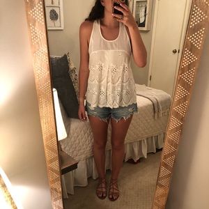 Eyelet racerback top